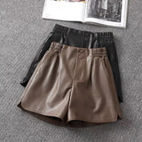Trend Elastic Waist Youth A-line Shorts Spring Autumn New Solid Loose All-match Wide Leg Shorts Fashion Casual Women Clothing