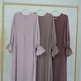Dermearne Closed Muslim Dresses Women Drawstring Cuffs Side Pockets Islamic Clothing Dubai Turk Hijabi Robe Modesty Ramadan Eid