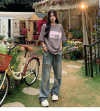 DERMEARNE Distressed High Waist Loose Womens Jeans Ripped Pants Relaxed Fit Casual Trousers Baggy Wide Streetwear Fashion Women's pants