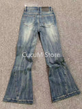 Office Lady Blue Flare Jeans High Street Slim Comfortable Bell Bottoms Women Fashion Denim Trousers American Retro Streetwear
