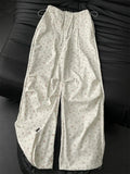 New Design High Waist Floral Prints Cargo Pants Beige Casual Elastic Waist Loose Wide Leg Trousers Summer 2024 Women Daily Sweet