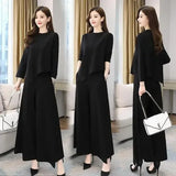 Plus Size New Style Women's Bell Bottoms Two-piece Suit Age-reducing Belly Covering Slimming Stylish Casual Elegant Skort
