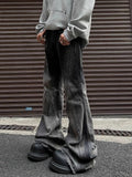 Y2K Streetwear Gray Flare Jeans Women Harajuku Hippie Punk Grunge Denim Pants Gothic Gradient Boyfriend Style Trousers