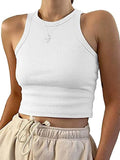 Dermearne Sleeveless Short Vest Summer Sexy Fashionable Casual Off-Shoulder Short Top Fitness Sleeveless Vest Elastic Racer Back Suspender