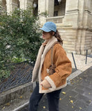 Woman Thick Faux Leather Jackets for Women Autumn Winter Warm Wool Blends Coats Demi-season Plush Jacket Outerwear