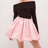 Dermearne Casual Solid Bubble Mini Skirts Women Fashion 2024 Summer Elegant Female Skirts High Waist Loose Skirts Streetwear Skirts