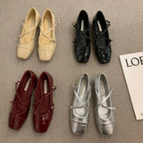 Dermearne Mary Jane Shoes for Women 2024 Retro Medium Heeled Women's Single Shoes Soft and Comfortable Red Ballet Shoes Zapatos De Mujer