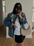 Quilted Floral Print Long Sleeved Women's Coats Casual Pocket Round Neck Cotton Jacket Autumn Winter Warm Ladies Clothing Tops