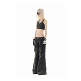 Vintage Black Women Jeans American High Waist Fashion Mop Pants Streetwear Y2K Wide Leg Jean Female Trouser 2024 Denim Pants