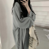 Summer Fashion Women Shirt Blouse Long Sleeve Cardigan Shirt with Sun Protection Solid Color Long Sleeve Top Outerwear Thin