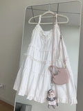Summer New French Minimalist Style White Slip Dress Lace Girl Sweet First Love Sleeveless Loose A-line Short Dress for Women