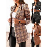 Women's S-2XL size 24 year popular long sleeved double breasted suit collar printed jacket Women's clothing