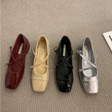 Dermearne Mary Jane Shoes for Women 2024 Retro Medium Heeled Women's Single Shoes Soft and Comfortable Red Ballet Shoes Zapatos De Mujer