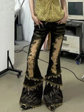Vintage Embroidery Black Jeans Women Oversized Streetwear Grunge Y2k Baggy Denim Trousers Boyfriend Jeans Hip Hop Gothic