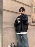 DERMEARNE Women Vintage Pu Jacket Fashion Streetwear Oversize Overcoat American style Casual Lady Casual Loose FauxLeather Jacket clothing