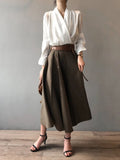 Fashion Casual Satin Sag Cross Collar Women Tops Elegant Solid Color Long-sleeved Commuter Shirt Women's Clothing Sales