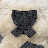 Sexy Women Black/White Diamonds Two Piece Set Party Slash Neck Off Shoulder Camis Tops + High Waist Pants Female Suit Autumn New