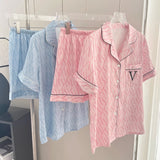 2024 NEW Women's Pajamas Set Luxury Satin Silk Pajamas Short Sleeve Sleepwear Leisure Home Clothes Nightwear Pyjamas for Women