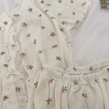 Women's Pajamas Sets Spring Summer Sleepwear 2 Piece Floral Pyjama Short Sleeve Top Shorts Pijama Mujer Pjs Homewear Housewear