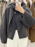 Fashion All-match Long Sleeve Scarf Collar Female Double-faced Cashmere Coat Women Woolen Coats 2024 Winter New 16O1863