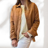 Brown Single Breasted Lapel Loose Jacket For Woman Casual Warm Long Sleeve Coat 2024 Autumn Lady High Street Outerwear