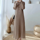 Autumn New Korean Polo Collar Knitting Sweater Dress Loose Warm Casual Versatile Clothing Vintage Lantern Sleeve Vestidos