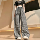 Dermearne Solid Casual Cotton Wide leg Pants Women 2024 Fashion Women High Waist Wide Pants Youthful Female Trousers Streetwear