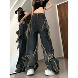 Fashionable Design Wide Leg Jeans Women Casual Trousers Plus Size Baggy Jeans Denim Fashion Vibe High Street Niche Y2k Pants