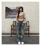 DERMEARNE Distressed High Waist Loose Womens Jeans Ripped Pants Relaxed Fit Casual Trousers Baggy Wide Streetwear Fashion Women's pants