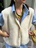 Casual Single-Breasted Women's Vest Chic Loose Sleeveless Waistcoat For Woman Autumn Thickened High Street Fashion Outwear Top ﻿