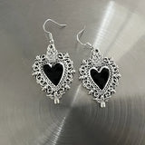 DERMEARNE New Harajuku Vintage Goth  Pink Peach Heart Drop Earrings For Women Grunge Punk Halloween Aesthetic Y2k Fairy Jewelry