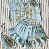 Sexy V-Neck Printed Suspender Loose Shorts Two-Piece Pajama Set For Women