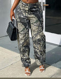 XIKTOP Camouflage Cargo Pants Women Autumn 2022 Vintage Pockets Trousers Harajuku Y2k Pants Casual Hipster Streetwear Grunge