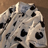 Cat Graffiti Shirt Street Style Crop Top Women Summer Women's Shirts Short Sleeve Cool Blouse Korea Shirt for Women