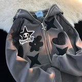 Zip Up Hoodie Women Y2K Kawaii Harajuku Clothes Full Gothic Web Sweatshirt Hip Hop Grunge Oversized Jacket Coat tops
