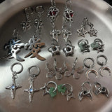 DERMEARNE Punk Style Dangle Earrings Unique Detachable Star Heart Drop Earrings Statement Jewelry Fashion Simple Hoop Earrings