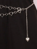 Women Silver Y2K Street Elegant Multi Heart Shaped Decorative Waist Chain