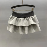 Summer Patchwork Irregular Fashion Lacing A-line Skirt Ladies Solid Color High Waist Mini Dress 2024 New Cute Women's Clothing