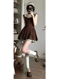 2000s Vintage 2 Piece Sets Women Lace Short Sleeve Cardigan Blouse Women+ Sexy Slim Camisole Dress 2024 Japanese Y2k Dress Suits