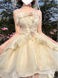 Dermearne Fashion Elegant Birthday Lolita Party Dress With Underskirt Outfits Women French Ruffles Dancing Vestidos Summer Korean Clothes