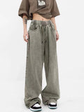 Y2K Jeans Women High Waisted Elastic Waist Denim Pants Female Vintage American Style Distressed Streetwear Hip Hop