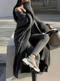 Y2K fashionable solid color cardigan - long sleeves, midi long style - soft and flowing, perfect choice for autumn and winter -