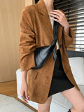 Dermearne Vintage Solid Women Coats Long Sleeve Single Breasted Female Jacket 2024 Fashion Casual Autumn Turn-down Collar Loose Lady Coat