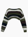 Women's Stripe Hollow Out Fishnet Sweaters Smock Crop Tops Women Fairycore Oversize Sweater