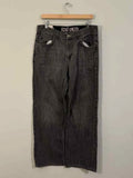 Dermearne Y2k Vintage Embroidered Jeans Distressed Casual Wide Leg Baggy Jeans Women Punk Dark Skull Graphic  High Waisted Pants