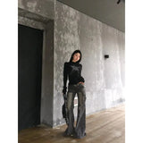 Heavy Industry Design American Style Retro Washed Low Waist Straight Leg Jeans Spicy Girl Versatile Y2k Big Pocket Flared Pants