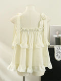 Y2k Coquette Bow Kawaii Cute Tops Tank Ruffles Sweet Girls Japanese School Student Lolita Chic Korean Style Tanks 2024