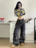 American Multi-pocket Design Jeans for Men and Women New Slim Fashion Trend High Street Loose Wide-leg Overalls Clothes