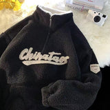 Y2K New American Letter Embroidered Lambswool Collar Cotton-Padded Jacket Trend Street Hip-Hop Loose Casual Joker Couple Coats