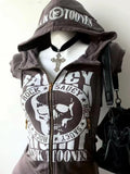 Dermearne Retro Letter Aesthetic Y2k Women's Hoodie Harajuku Casual  90s Zipper Hoodies Streetwear Goth Print Hooded Hot Girl Clothes Punk
